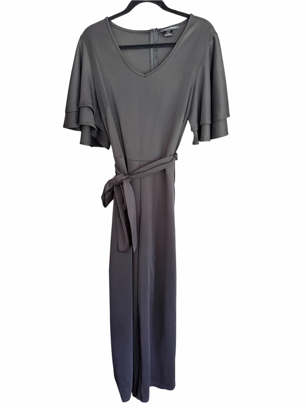 Ashley Stewart Black V-Neck Ruffle Sleeve Jumpsuit Women's Plus Size 14/16